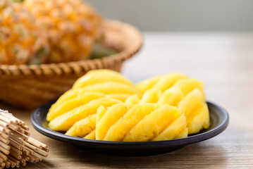 Sliced pineapple fruit ready to eating, Tropical fruit in summer season