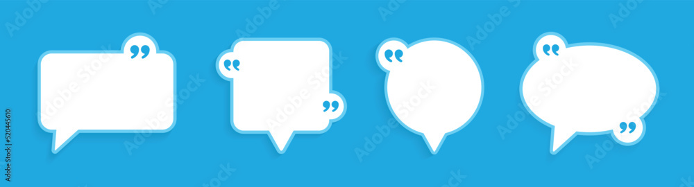 Aufkleber quote message speech bubble vector template set. quotation frame illustration for citation or mentio