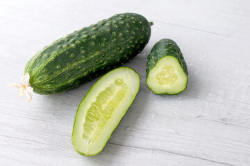 cucumbers on a white table, close-up