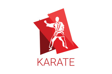 Karate sport vector line icon. sportman, fighting stance. sport pictogram illustration.