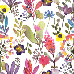 Watercolor floral pattern, seamless floral pattern. - 520448662