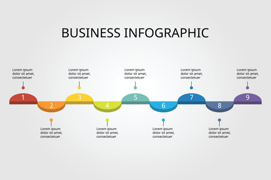 Half Circle Graph Step Chart Template For Infographic For Presentation For 9 Element