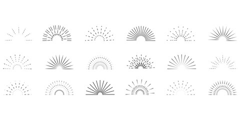 Fireworks set. Hand drawn Fireworks. Vector illustration. Stock image.