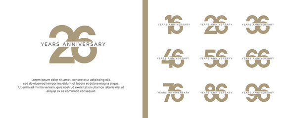 set of anniversary logo gold color on white background for celebration moment
