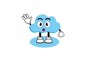 Illustration vector graphic cartoon character of cute mascot cloud with pose. Suitable for children book illustration and element design.
