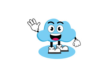 Illustration vector graphic cartoon character of cute mascot cloud with pose. Suitable for children book illustration and element design.