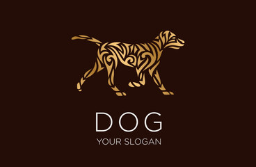 luxury dog logo with engraving concept