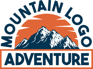 simple sunset mountain logo concept design.