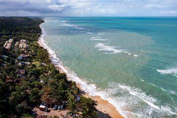 vista aérea de linda praia em Trancoso, praia do Espelho, Porto Seguro, Local turistico, com um Mar bonito 