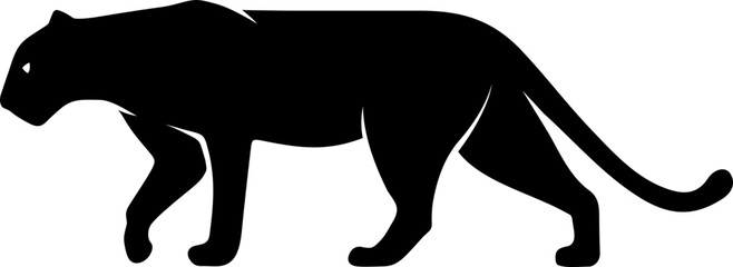 Panther. Vector black silhouette isolated on a white background
