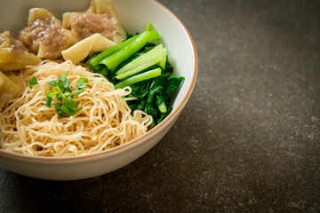 dried egg noodles with pork wonton or pork dumplings without soup