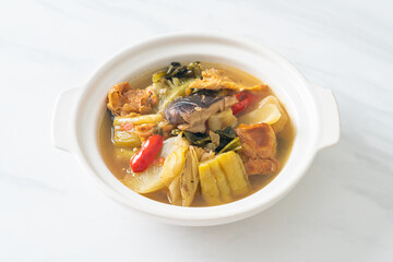 boiled pickled cabbage and bitter gourd soup