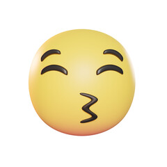 Fototapeta premium Kissing Face Emoji 3D Illustration