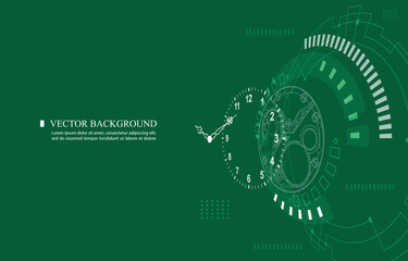 Modern vector technology clock background.mechanical wacth.analog clock.