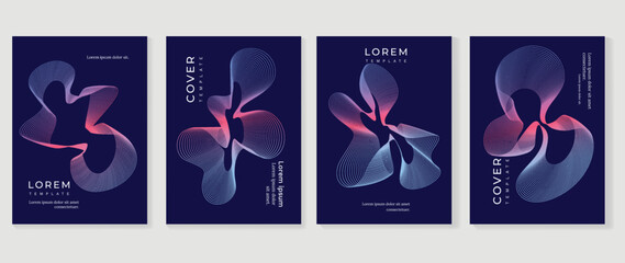 Abstract gradient line waves background vector. Futuristic style cover template with line distortion, wave and curved lines. Modern wallpaper design perfect for social media, idol poster, ads.