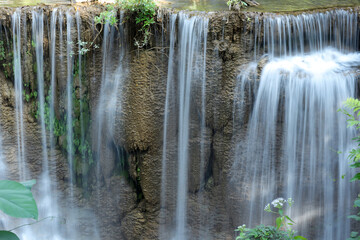 Nature landscape of Huai Mae Kamin waterfall Srinakarin. Beautiful deep forest in the Kanchanaburi, Thailand.