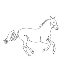 Horse line art drawing style, The horse sketch black linear isolated on white background, And the  best horse line art vector illustration.