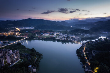 Aerial photography of Liuzhou Sanjiang County at night large format