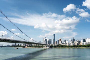 Fototapeta premium Aerial photography China Liuzhou modern city architecture landscape skyline