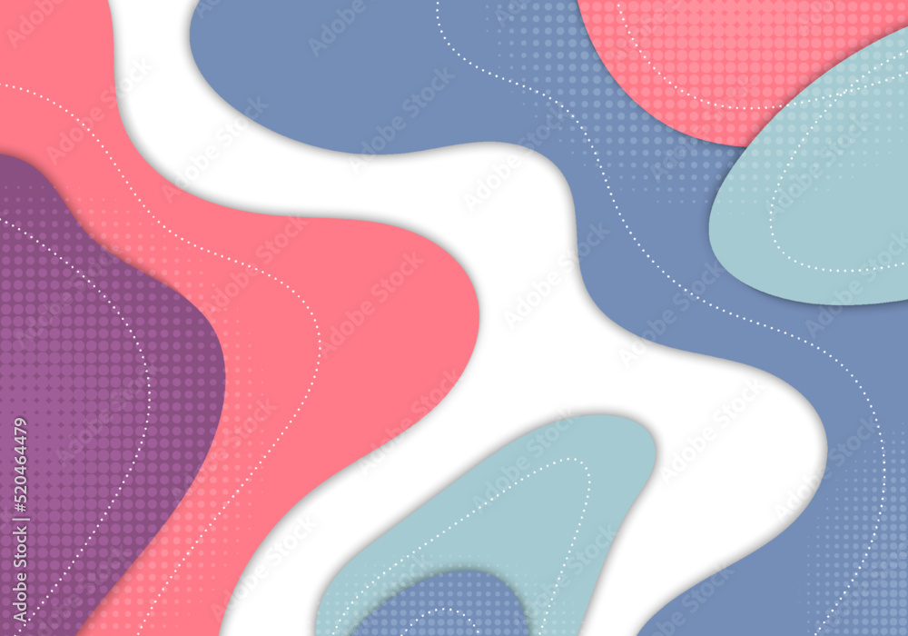 Poster abstract fluid doodle colors template design decorative style. overlapping artwork style with dots h