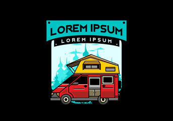 Camping on roof car illustration design