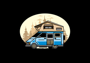 Camping on roof car illustration design