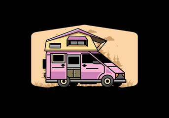 Camping on roof car illustration design