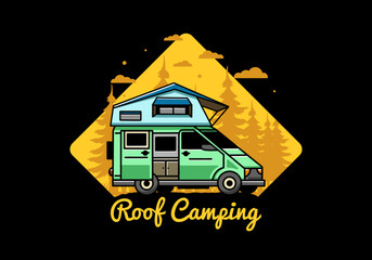 Obraz premium Camping on roof car illustration design