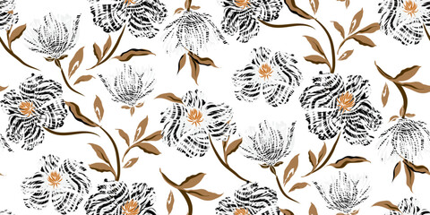 Fototapeta premium Animal Print floral seamless pattern 