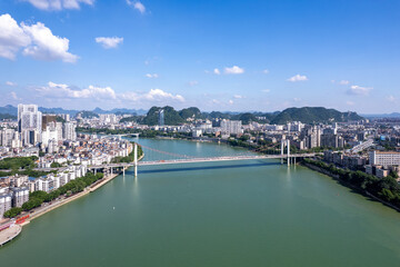 Fototapeta na wymiar Aerial photography close-up of Liuzhou city scenery in China