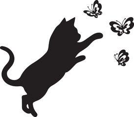A kitten is playing with a butterfly. A wall sticker with the image of a Maine Coon kitten.
