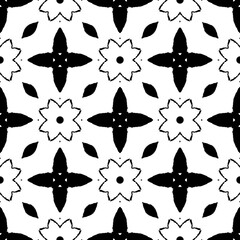 Black and white pattern. Two colors seamless batik style ready to print