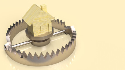 The home wood on bear trap for property or construction  concept 3d rendering