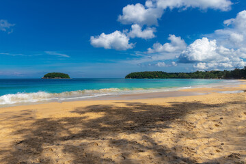 Colourful Skies Sunset over Kata Beach in Phuket Thailand. This Lovely island waters are turquoise blue waters, lush green mountains colourful skies and beautiful views of Pa Tong Patong