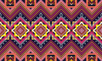 Geometric ethnic flower pattern for background,fabric,wrapping,clothing,wallpaper,Batik,carpet,embroidery style.