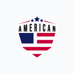 Vector illustration of shield american flag emblem, badge, logo design