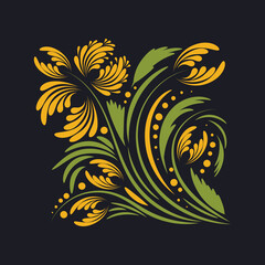 Folk flowers floral art print Flowers abstract art 
