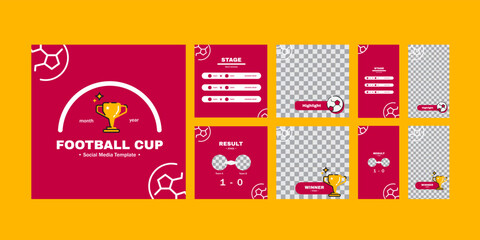 Football Cup Social Media Kit - Editable world cup social media template for match result, score, schedule, highlight in square and 16:9 ratio