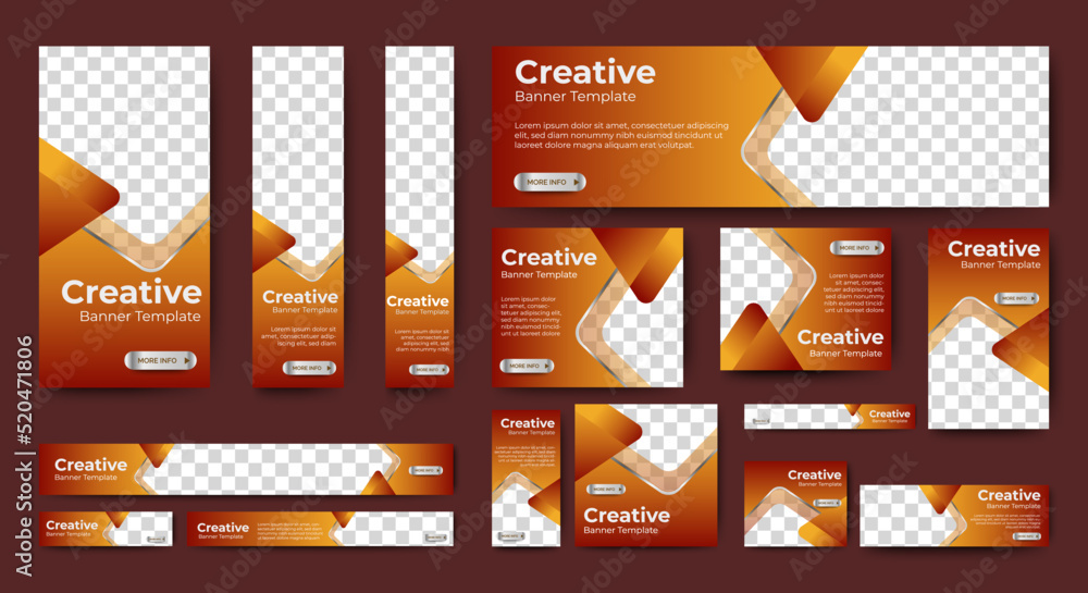 Canvas Prints set of creative web banners of standard size with a place for photos. business ad banner. vertical, 