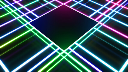 Abstract background square shape laser multicolored,geometric background,3d rendering