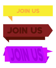 Set of ribbon with Join Us text. Banner template. Label sticker. Sign.