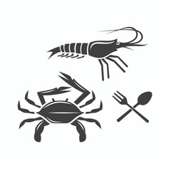 illustration of shrimp and crab, vector art.