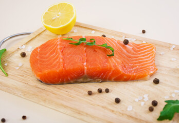 Fillet of red fish. Fresh salmon fillet