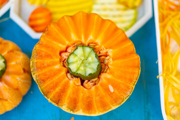 vegetables that are cut and arranged in a designer way