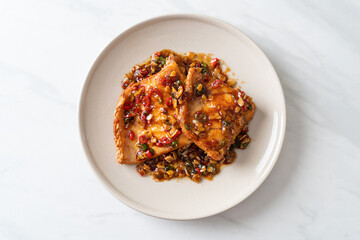 Fried Snapper Belly with Spicy Garlic Soy Sauce
