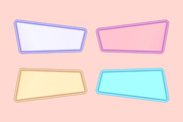 set of four vector 3d horizontal frame colorful blank text box banners for info graphic templates