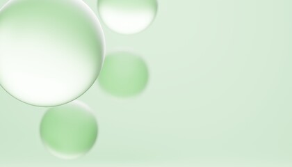 Green Bubbles cosmetic concept, Abstract Green water bubbles background. 3d rendering