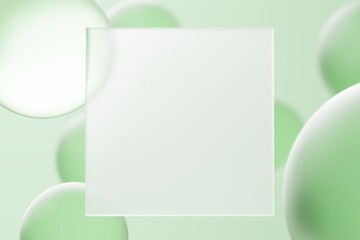 abstract green background bubble glassmorphism card for text. 3d rendering