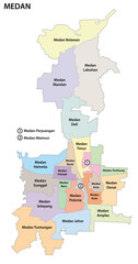 administrative and political map of the Indonesian city of Medan