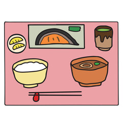 和定食セットのイラスト